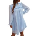 thumbnail image 1 of Moda mujer casual o-cuello sólido vestido pétalo manga larga mini vestido Fridja  NMB1896, 1 of 6