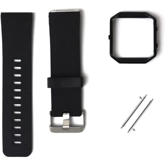 Large Replacement Strap Bands & Frame Compatible for Fitbit Blaze Smart Fitness Watch Sport Accessory Wristbands for Men Women Boys Girls - Black