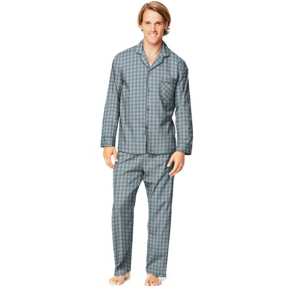 Mens Woven Pajamas, 5XL, Grey/White Plaid
