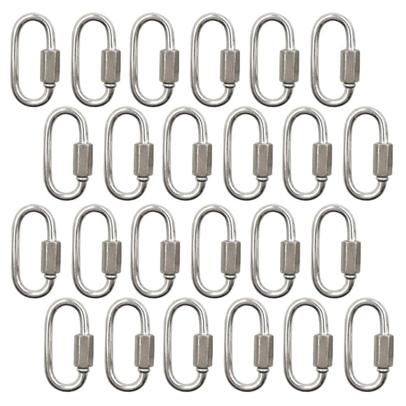 Qjaiune 24 Piezas de eslabones rápidos Mosquetón de Bloqueo en Forma de D de Acero Inoxidable de 1/8 Pulgada Conector de Cadena Duradero y Resistente