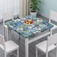 thumbnail image 3 of Pioneer Flower Floral Print Pattern Square Fitted Tablecloth with Elastic Edge,Square Table Cover,Washable Elastic Table Cover for Home Kitchen Party Decor 34"x34", 3 of 6