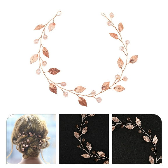 KONTONTY Bridal Rhinestone Hair Vine Rose Gold Alloy Elegant Wedding Accessory