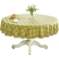 thumbnail image 1 of Heavy Weight Cotton Linen Tablecloth Lace Plaid Round Table Cloth for Kitchen Dining Room Tabletop Decoration, 36" - Round, Green, 1 of 6