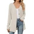 thumbnail image 2 of Pyhlmscde Women's Solid Color Loose Long Sleeve Cardigan Coat, Cardigan Sweaters for Women, Womens Jacket, Womens Tops, 2 of 5