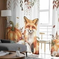 thumbnail image 5 of Fall Pumpkins Sheer Curtains 63 Inch Length 2 Panels Set, Semi Transparent Voile Rod Pocket Curtains for Living Dining Room Bedroom Drapes Thanksgiving Squirrel Fox Flower Leaf, 5 of 8