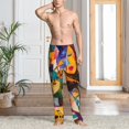 thumbnail image 2 of Balery Abstract Musical Faces Pantalones de pijama para hombre, pijama ultraligero, pantalón de descanso-Medium, 2 of 6