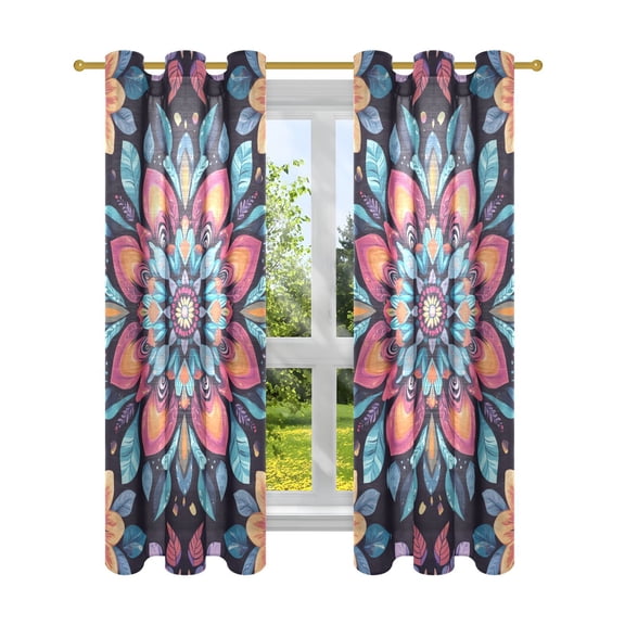 Window Curtain Panels Cotton Linen Decorative Curtains - Symmetrical Design Botany TextureWindow Shade Backdrops for Home Office Sunroom Country House