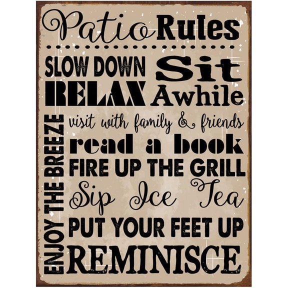 Sun Protected Patio Rules Metal Sign