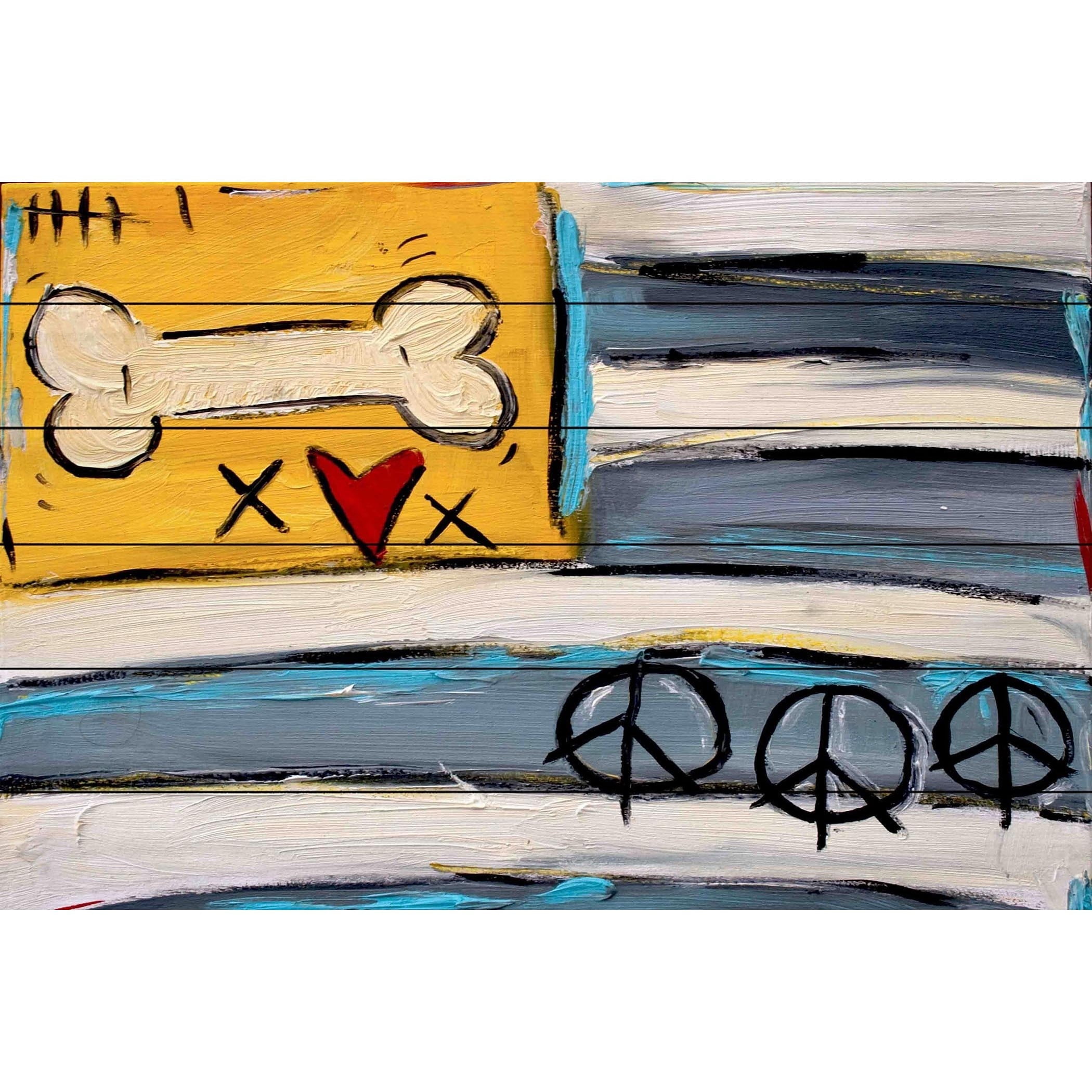 Marmont Hill "Peace Bone Flag" by Tori Campisi Painting Print on White Pine Wood