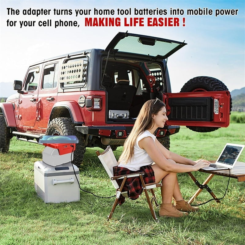 Wireless Charger Adapter,for Mil*wau*kee 18V M18 Battery,15W Max Wireless Charging Adapter for iPhone for Cell Phone,with USB-A&USB-C 2.1A Fast Charge Ports,Wireless Chargers Using Tool Battery