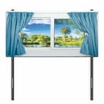 thumbnail image 3 of Country Headboard, Rural View from the Window Reflection in Water Lake Tree in Summertime, Upholstered Decorative Metal Bed Headboard with Memory Foam, Twin Size, Slate Blue Green White, by Ambesonne, 3 of 4