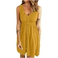 thumbnail image 2 of Fankiway Combinaison Unie pour Femmes Jupe Courte Sexy Épaules Dénudées Taille Sans Manches Robe de Plage Grande Taille, 2 of 8