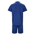 thumbnail image 3 of Vedolay Workout Short Sets For Men Men's 2 Piece Outfits Tracksuits Summer Fashion Casual Short Sleeve and Shorts set,Blue M, 3 of 4