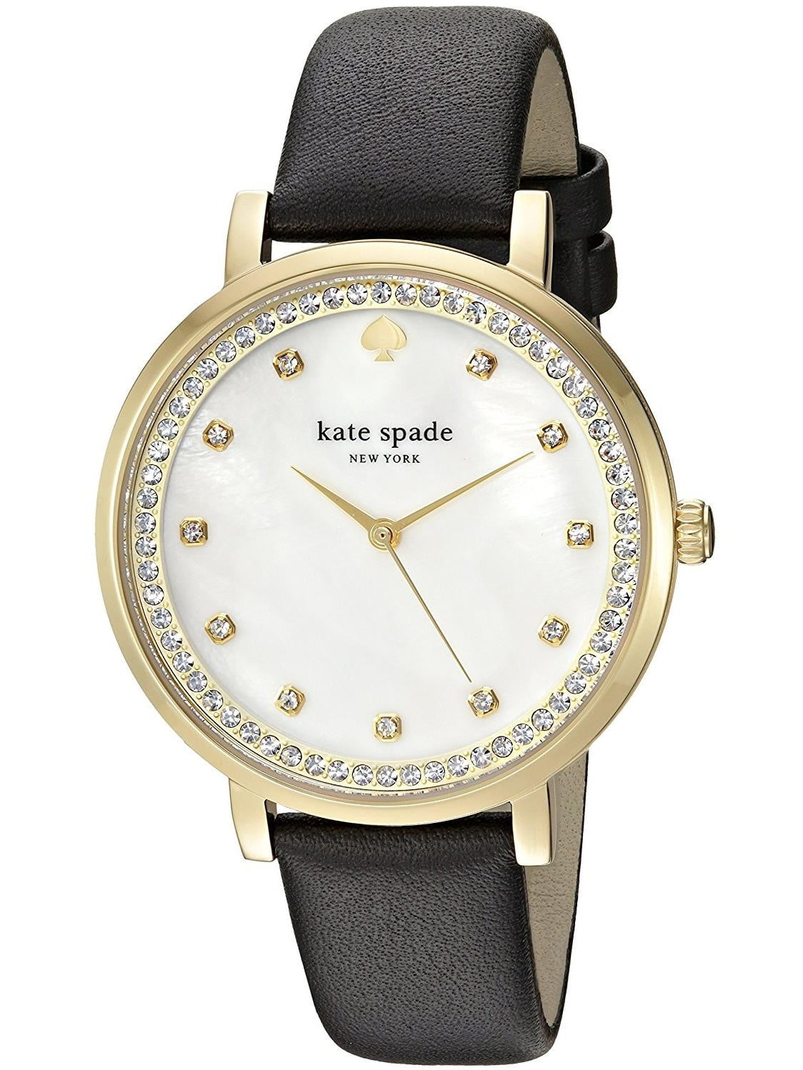 Kate Spade New York Women's 38mm Black Calfskin Band Steel Case