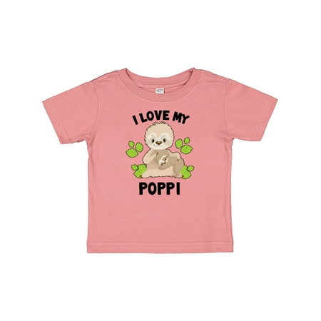 

Inktastic Cute Sloth I Love My Poppi with Green Leaves Gift Baby Boy or Baby Girl T-Shirt