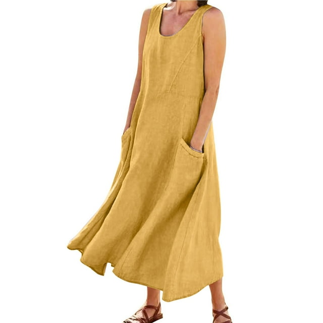 Ketyyh-chn99 Robes Femmes 2024 Femme Élégante Robe de Soirée Imprimé Floral Col en V Manche Mi-Longue Robe Bohème une-Pièce Jaune,m