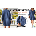 thumbnail image 4 of Women's Button Down Denim Shirt Dress Lantern Long Sleeve Tiered Baydoll Jean Mini Dress, 4 of 6