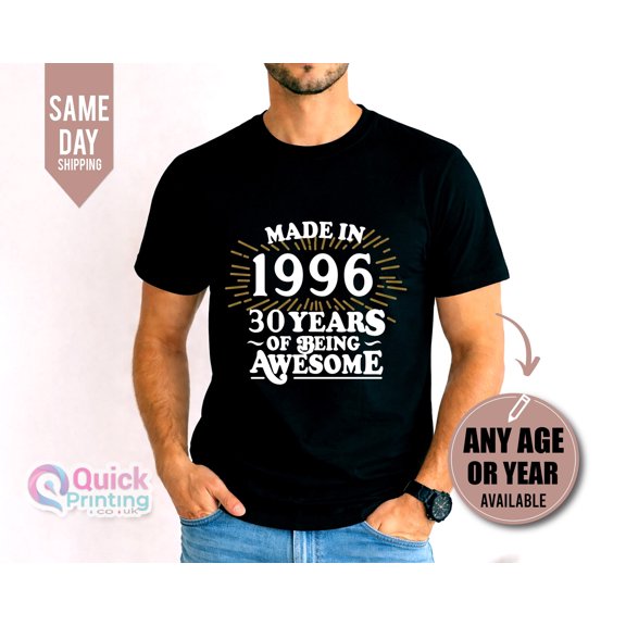 MiyazakiLy Made in 1996 30 Years Of Being Tshirt, 30th Birthday T-shirt Shirt Tee, Birthday for men, Happy Birthday T Shirt, Birthday T-shirt