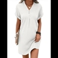 thumbnail image 1 of Camisa de Verano para Mujer, de Algodón y , con Cuello en V, Informal, de Corta, Holgada, Color , Talla XXL, 1 of 5