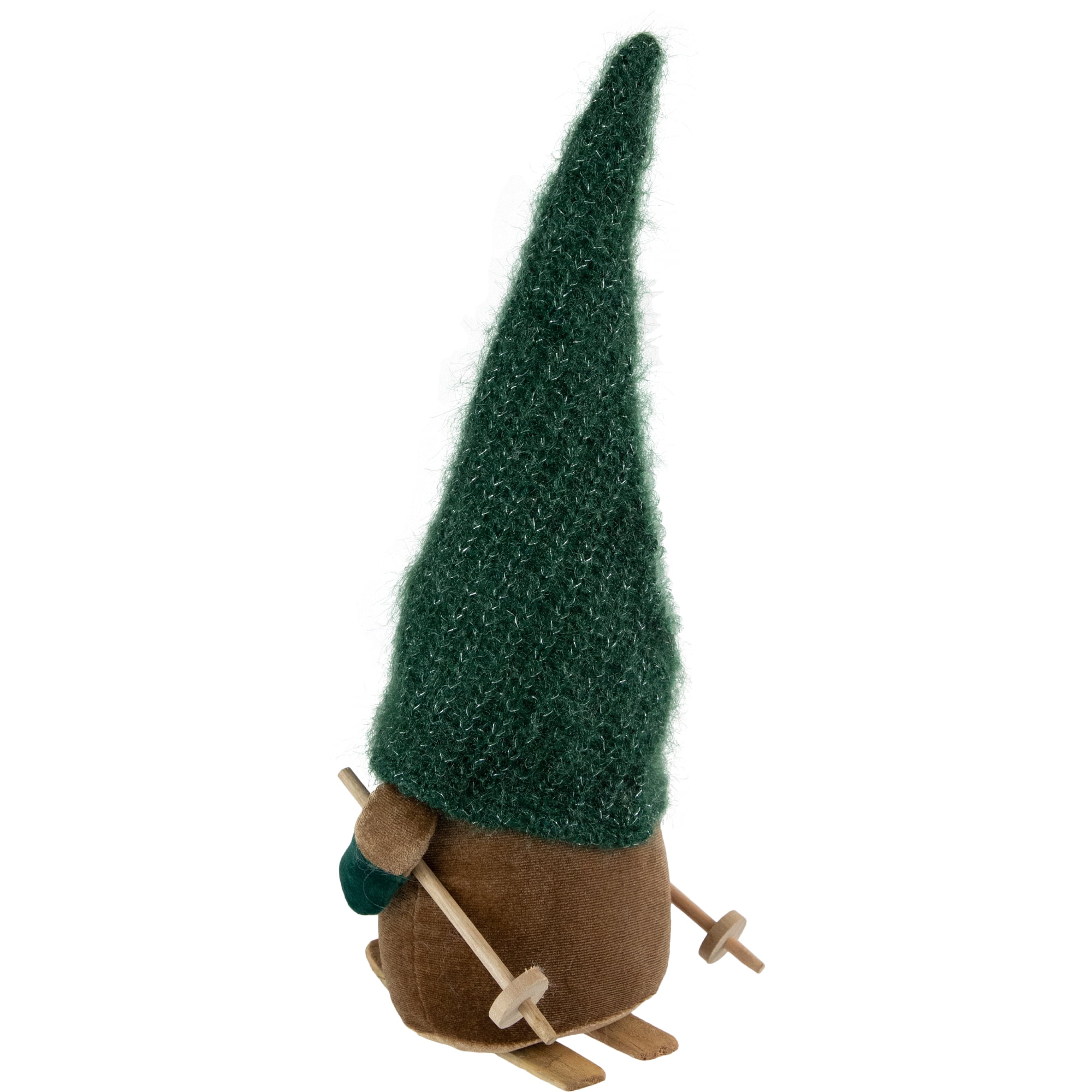 Northlight 12.5" Skiing Gnome with Green Knit Hat Christmas Decoration