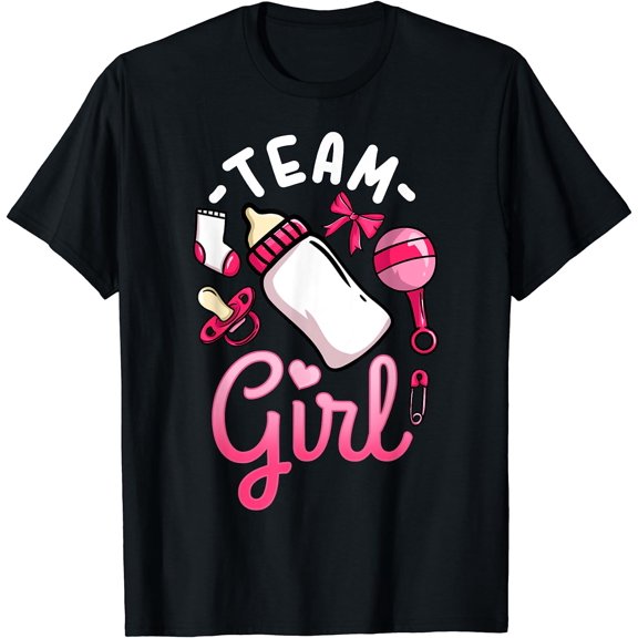 Gender Reveal Party Team Girl T-Shirt Black 2X-Large