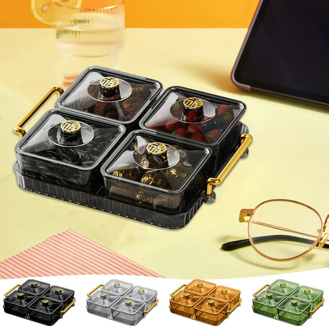 Caja de caramelos compartimentada, Placa de almacenamiento, Acero inoxidable resistente, Diseño moderno, Para hogar/office, Organizador de snacks, Contenedor de frutas, Para cocina, Estantería