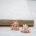 thumbnail image 3 of De Kulture Works Tri-Flower Enameled Flash Gold Plated Brass Stud Earring Jewelry, 3 of 5