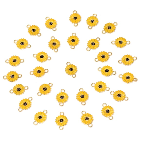 Conectores de Dijes Honbay 30PCS Girasol Esmaltado 20x13mm
