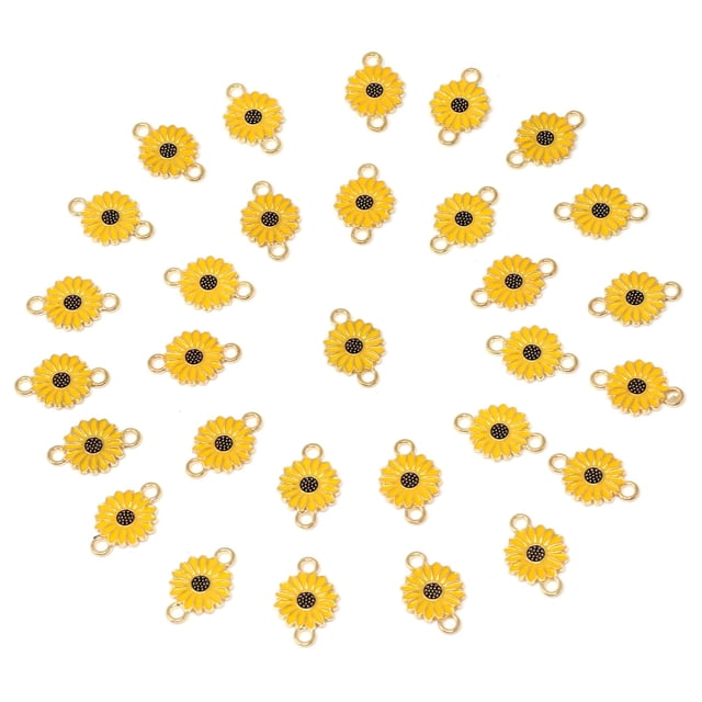 Conectores de Dijes Honbay 30PCS Girasol Esmaltado 20x13mm