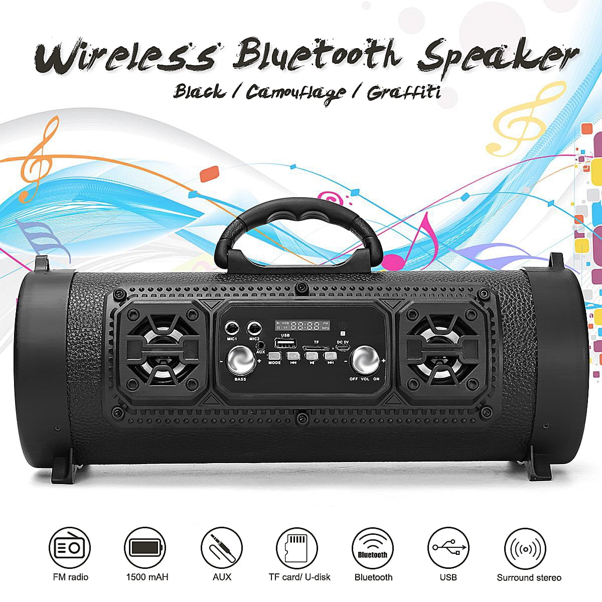 WASTUO Haut-Parleur Moto Audio Système MP3 USB FM Radio Kit 12V Imperméable