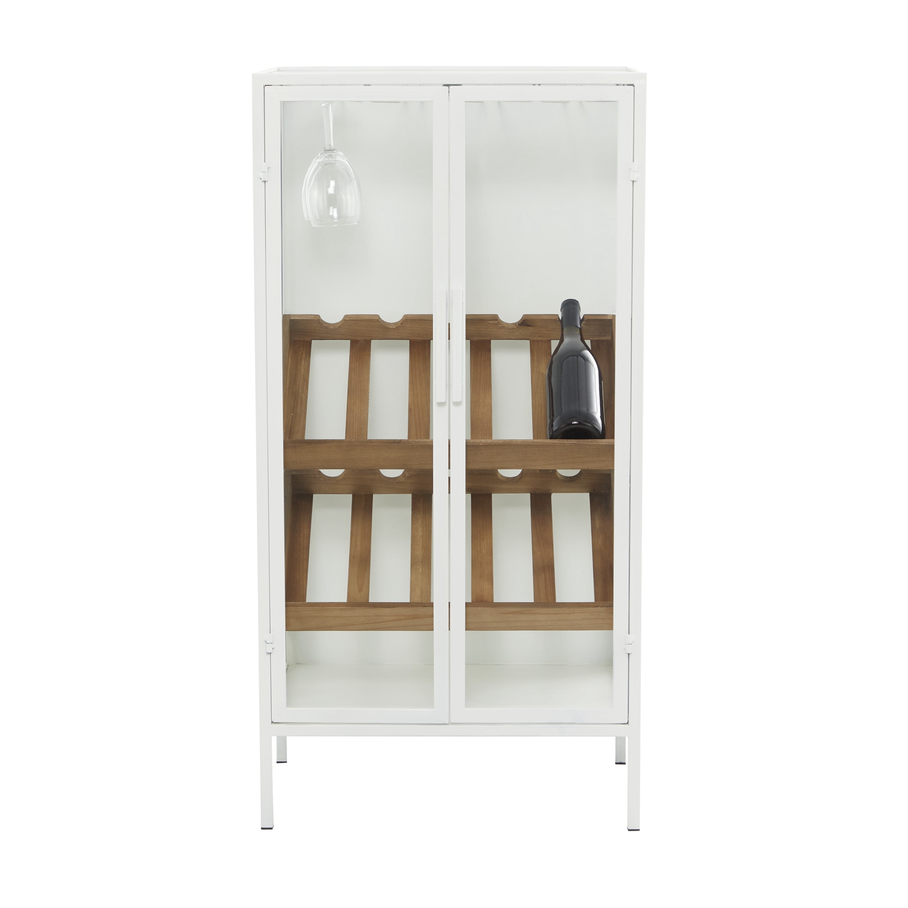 DecMode 21" x 41" White Metal Standing Wine Rack, 1-Piece