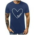 thumbnail image 5 of TIHLMK Mens Tshirts Summer Men Couples Lover 's Day Short Sleeve Love Letter Print T Shirts Tops, 5 of 7