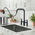 thumbnail image 6 of Wowow Bridge Kitchen Faucet: 3 Holes Kitchen Faucet with Pull Down Sprayer - Two Handles 8 Inch Centerset Kitchen Sink Faucet, 360° Swivel Spout, 6 of 8