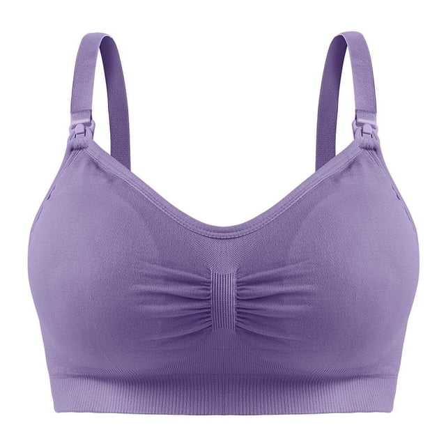 Sujetador de lactancia para mujeres embarazadas sin aro de acero con hebilla frontal y sin costuras de talla grande, ajuste de alimentación, sujetador de lactancia posparto fruncido, ropa interior