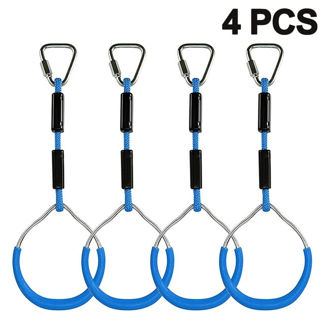Colorful Swing Gymnastic Rings - 4 Pack Outdoor Backyard Play Sets & Playground Equipment for Ninja Course, Monkey Ring, Climbing Ring, Obstacle Ring - Swing Toys Set for Kids Boys Girls