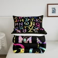 thumbnail image 4 of Alphabet Twin Comforter Set ,Cartoon English Alphabet Bedding Set ,Rainbow 26 Letters Duvet Set,Zebra Animal Alphabet Down Comforter Room Decor,Black, 4 of 6