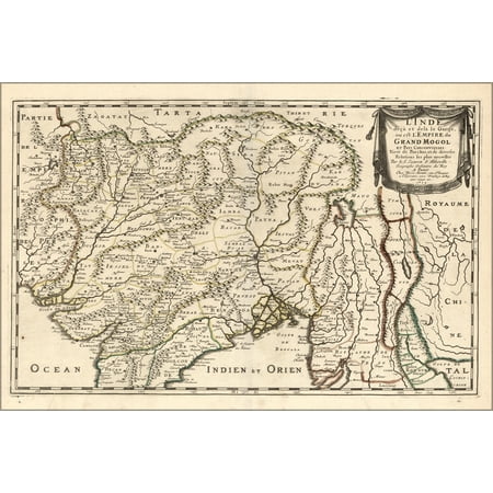 24"x36" Gallery Poster, map of india 1658