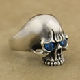 thumbnail image 2 of Blue CZ Eyes 925 Sterling Silver Skull Ring Biker Rock Punk Jewelry TA61 US Size 7.5, 2 of 13