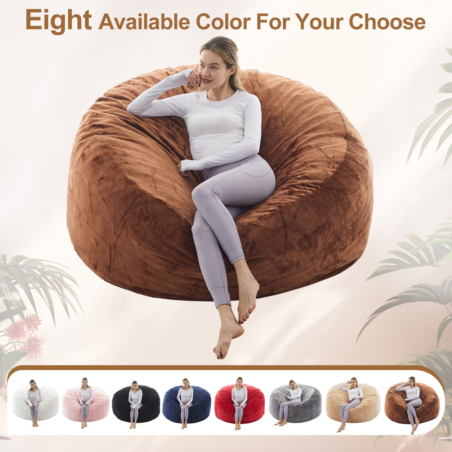 LaoGeoRon 5ft Dorm Room Chairs with Filler for Adults,High Rebound Memory Foam Bean Bag Couch,Removable and Washable Flannel Cover