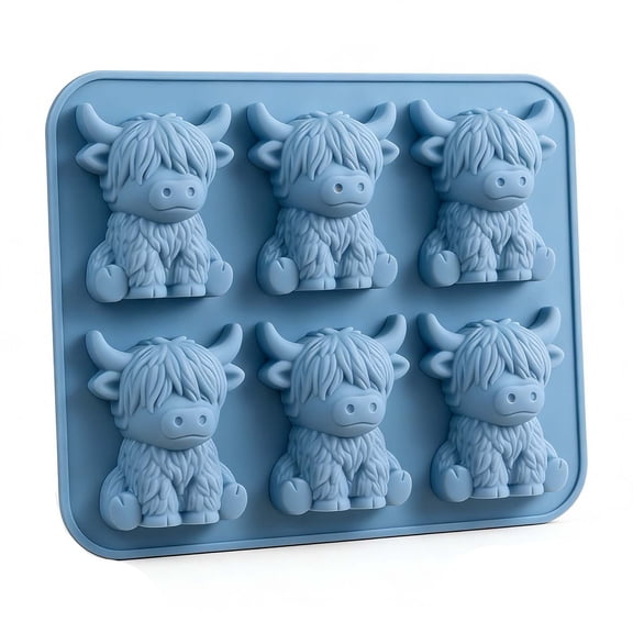 Mini Highland Cow Silicone Mould for Creative Frozen Shapes, Reusable Food-Grade Tray for Whiskey Cocktails and Iced Coffee, Brown
