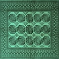 thumbnail image 1 of Ahgly Company Machine Washable Indoor Square Southwestern Turquoise Blue Country Area Rugs, 3' Square, 1 of 4
