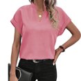 thumbnail image 5 of ECZHAW Womens Tops ,Womens Summer Tops V Neck Short Sleeve Tshirt Loose Flowy Tunics Solid Color Dressy Casual Blouse Shirts, 5 of 9