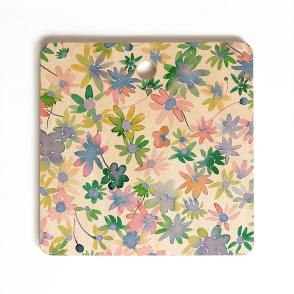 Society6 Ninola Design Daisies Spring Bloom Square Cutting Board