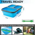 thumbnail image 5 of Collapsible Food Storage Container for Meal Prep | 3 Separate Compartments with Clip in Fork & Spoon | Microwave, Dishwasher Safe & BPA Free, 5 of 5