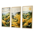 thumbnail image 3 of Designart "Yellow And Green Pastoral Bold horizon VIII" Countryside Framed Wall Art Set Of 3 - Yellow Countryside Frame Gallery Wall Set For Home Decor, 3 of 7