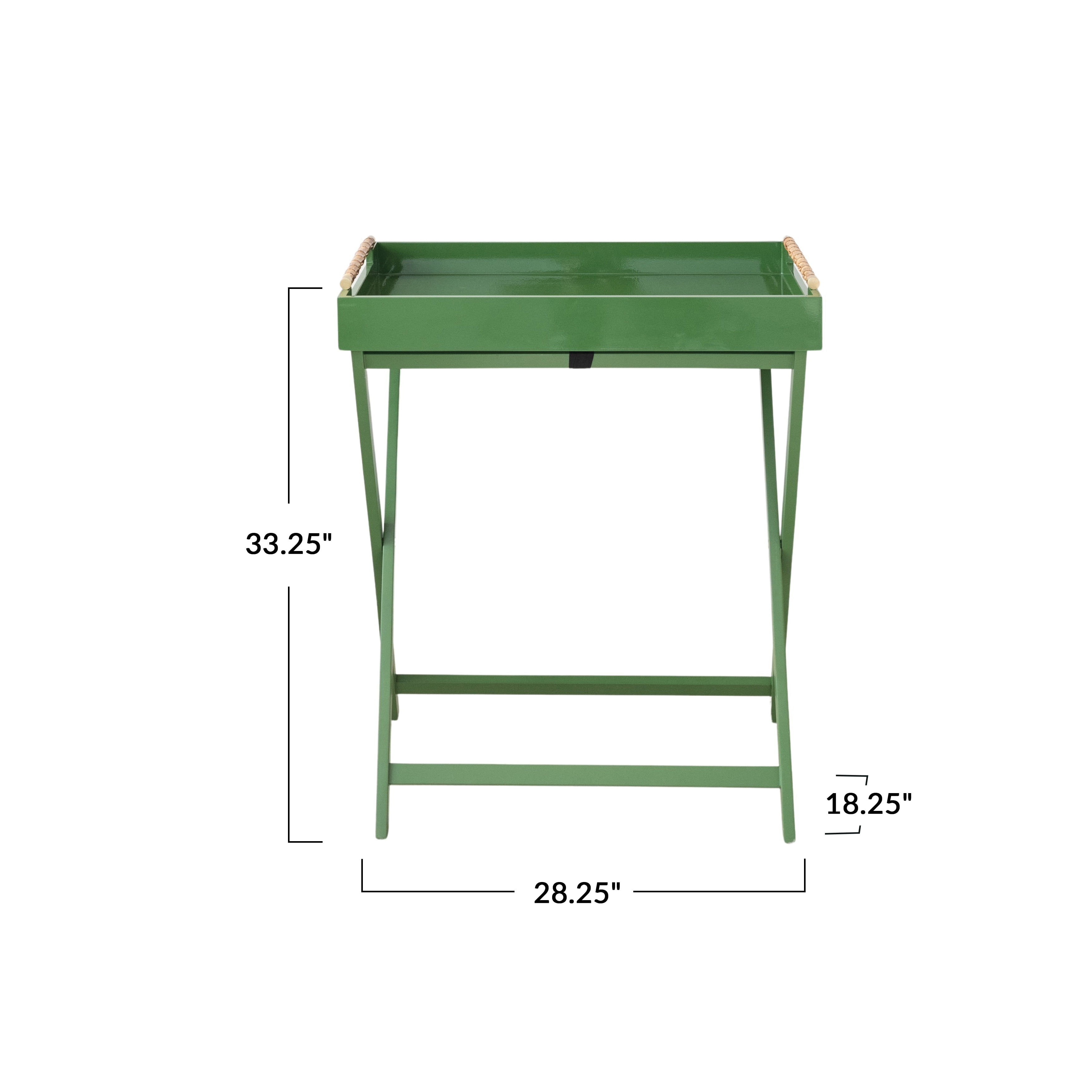 Creative Co-Op Verdant Bamboo-Handled Folding Tray Table, Green