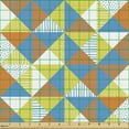 thumbnail image 2 of Geometric Fabric by the Yard Upholstery, Stripes and Dots Pattern on Grid Style Triangles Ornate Composition Hand Drawn, Decorative Fabric for DIY and Home Accents, Multicolor by Ambesonne, 2 of 5