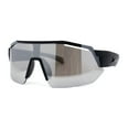 thumbnail image 3 of Mens Xloop Half Rim Oversize Shield Sharp Plastic Sunglasses Matte Black Grey Silver Mirror, 3 of 4