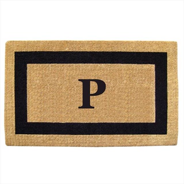 Nedia Home 02071P Single Picture - Black Frame 24 x 57 In. Heavy Duty Coir Doormat - Monogrammed P
