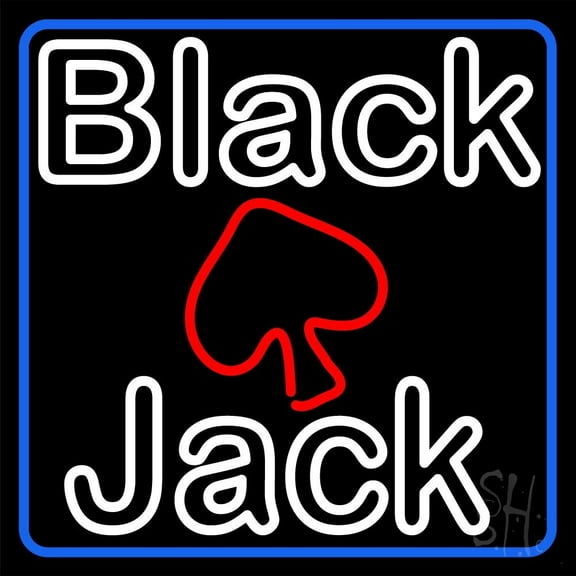 Blackjack White LED Neon Sign 16 x 16 - inches, Black Square Cut Acrylic Backing, with Dimmer - Bright and Premium built indoor LED Neon Sign for wall décor, arcarde, and storefront.